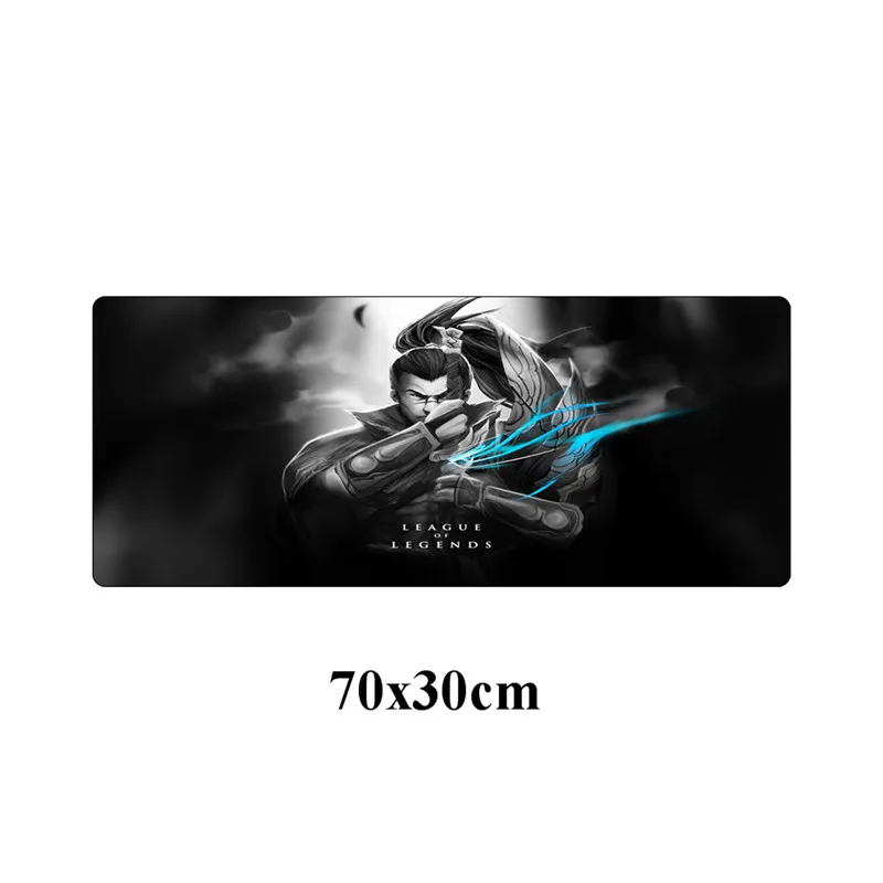 Большой 70x30 см Yasuo, Unforgiven игровой резиновый коврик для мыши коврик мыши с фиксируемым краем для League of Legends коврик для клавиатуры ноутбука - Цвет: Черный