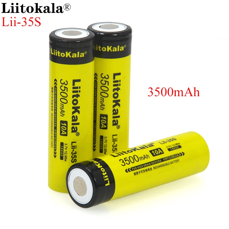 Аккумулятор LiitoKala 18650, Lii-35S, 3,7 в, литий-ионный аккумулятор, 3500 мА/ч, 10 А, разрядный аккумулятор, Дренажные устройства
