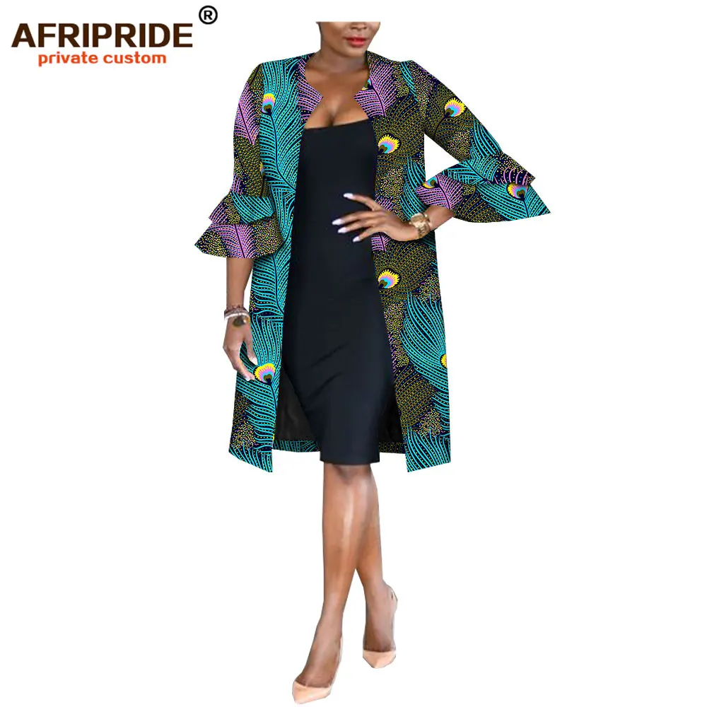 Afripride Женская куртка с принтом в Анкаре, сделанная на заказ, женская повседневная куртка до колена с расклешенными рукавами A1824007 - Цвет: 544J