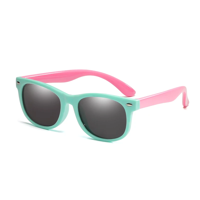Гибкие поляризованные детские солнцезащитные очки, детские черные солнцезащитные очки для маленьких девочек и мальчиков, солнцезащитные очки, очки, От 2 до 11 лет, детские очки - Цвет линз: Light Green Pink