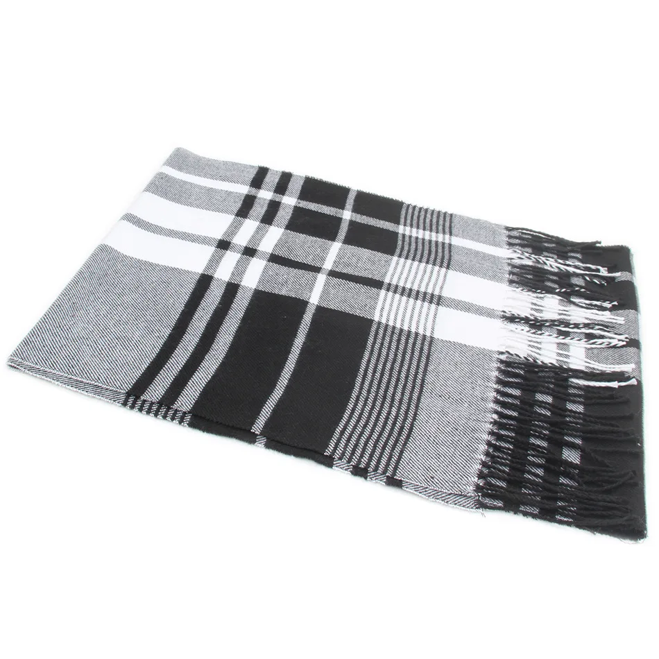 US Men Classic Cashmere Shawl Winter Warm Fringe Stripe Tassel Long Soft Scarf