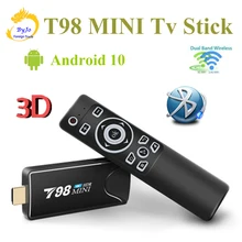 T98 MINI PC Dongle Miracast WIFI Bluetooth Tương Thích HDMI 4K Tv Stick Android 10.0 4G 32G Tùy Chọn tivi BOX