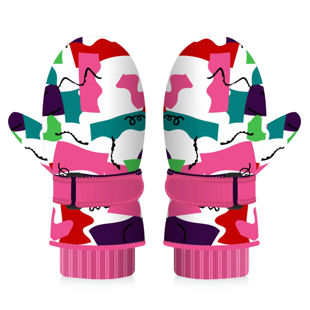 Multicolor Type 5 1 пара, детские перчатки для катания на лыжах, Детские Зимние теплые ветрозащитные перчатки, водонепроницаемые перчатки для мальчиков и девочек, перчатки для велоспорта, альпинизма, пешего туризма, лыжные перчатки - Цвет: Multicolor Type 5