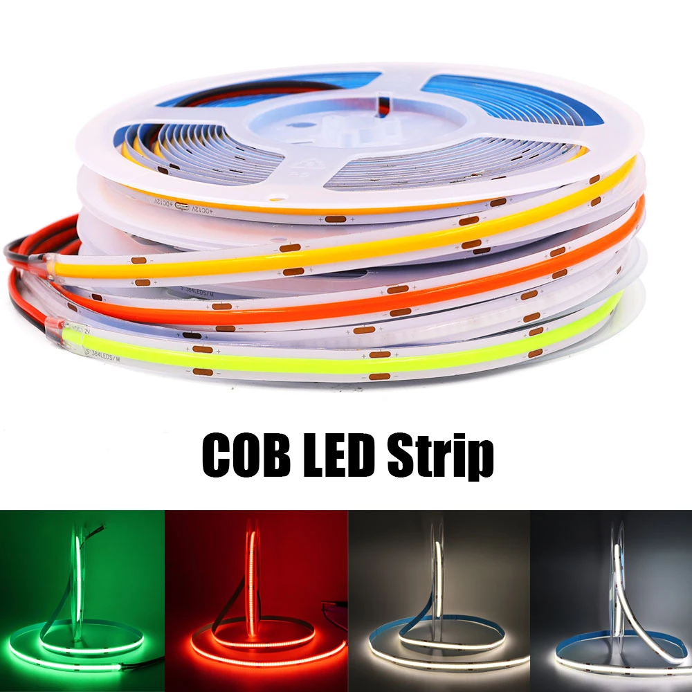 DC 12V 24V Premium COB LED Strip High Density Chips Warm Natural White Lights 5m