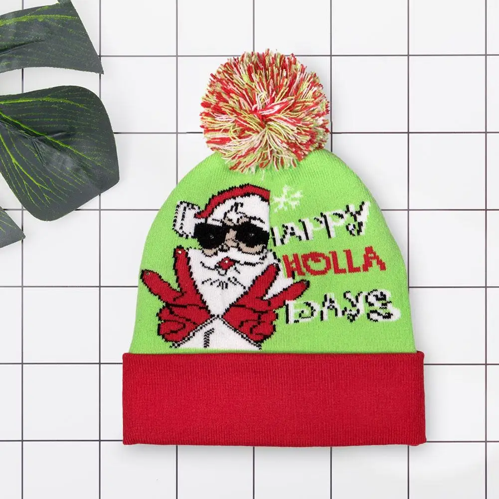Christmas Hats Beanie Sweater Christmas Santa Hat Light Up Knitted Hat For Kid Adult For Christmas Party Holiday Season Gadgets
