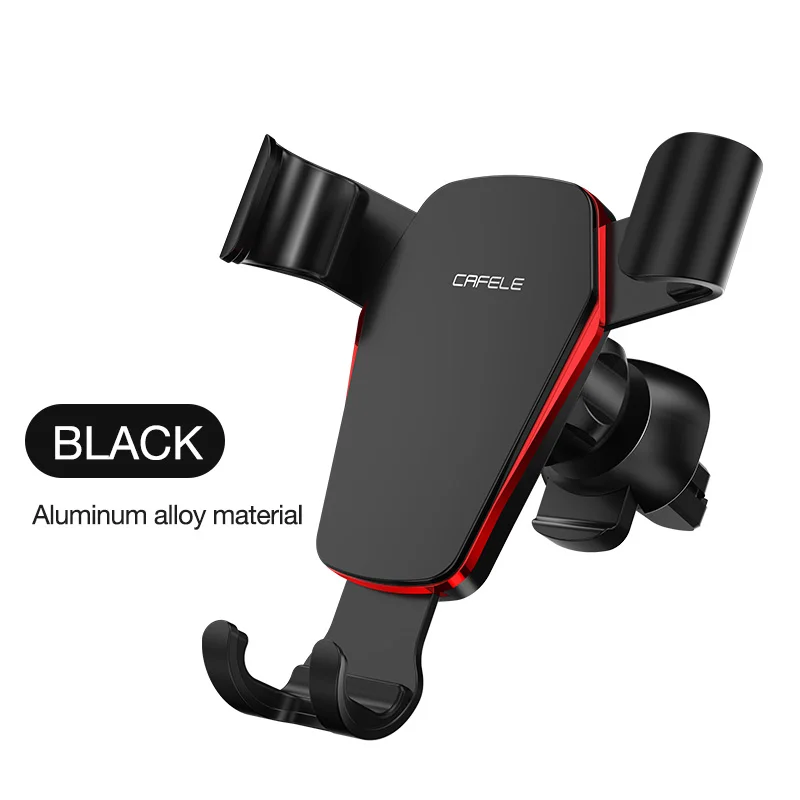 Cafele Car Phone Direct Ventilation Hole Gravity Metal Bracket used for Huawei Samsung 360 Degree Rotary Snap Phone Holder - Цвет: black