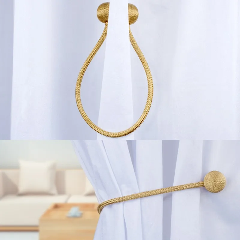 Pearl Ball Curtain Tiebacks Hook Magnetic Holdback Buckle Clip Curtain Rope Decorative Accessories