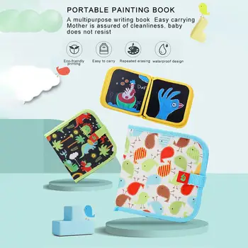 

Portable Erasable Drawing Pad Toys Double-Sided Reusable PVC Writing Board With 12 Color Pen For Kids