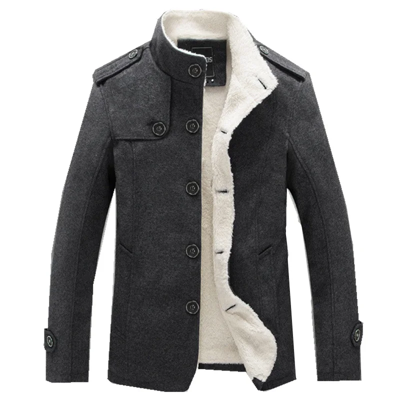 

Brand Men Wool Blend Coats Winter Fashion Men's Solid Color High Quality Coat Clothing Male Thick Warm Overcoat