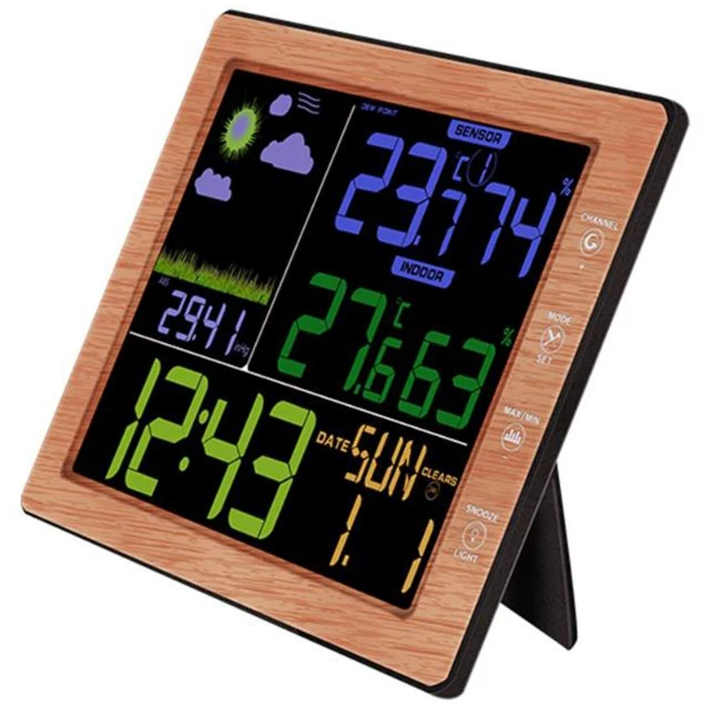 

New-Wireless Sensor Color Lcd Display Barometer Thermometer Hygrometer Weather Station Forecast Digital Alarm Clock