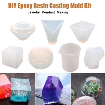 

7Pcs/set DIY Crystal Epoxy Resin Casting Mold Kit Set Pyramid Silicone Mould Handmade Jewelry Pendant Craft Making Molds