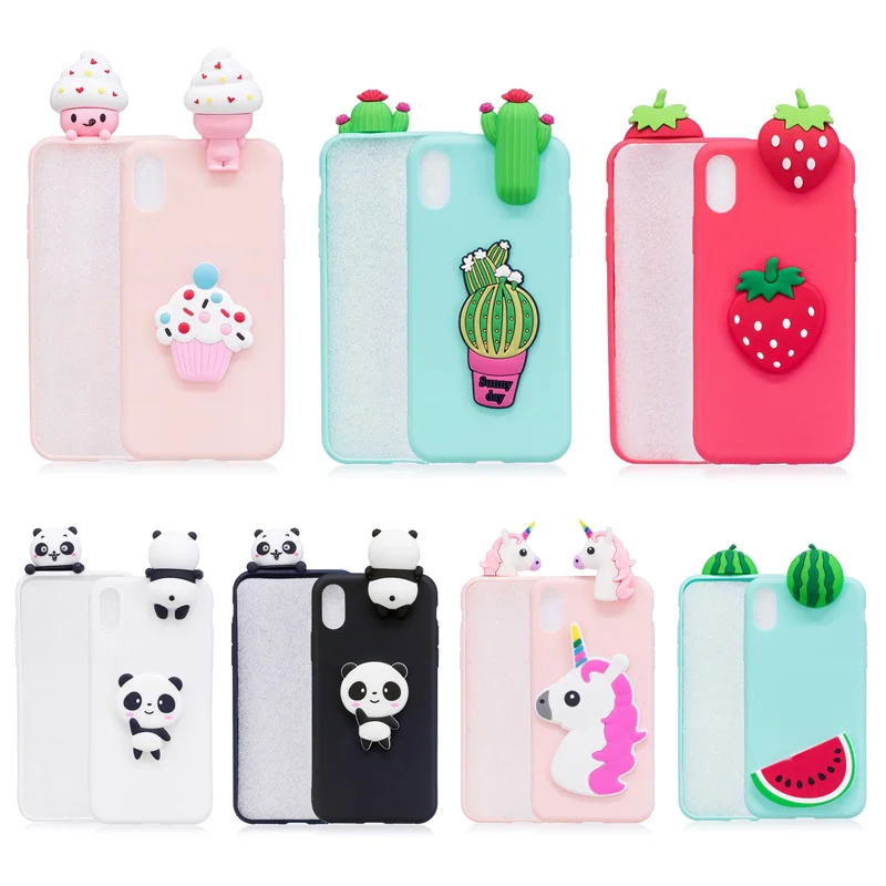 

3D Cute Panda Unicorn Cactus Silicone Phone Case on For Funda iPhone 11 Pro XS Max X XR 6 6S 7 8 Plus 5 5S SE Case Women Child