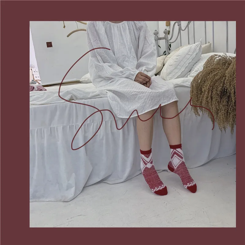 Японские норковые носки с бриллиантами, женские модные теплые шерстяные ворсовые носки, женские ретро носки средней длины, зимние носки для замены волос