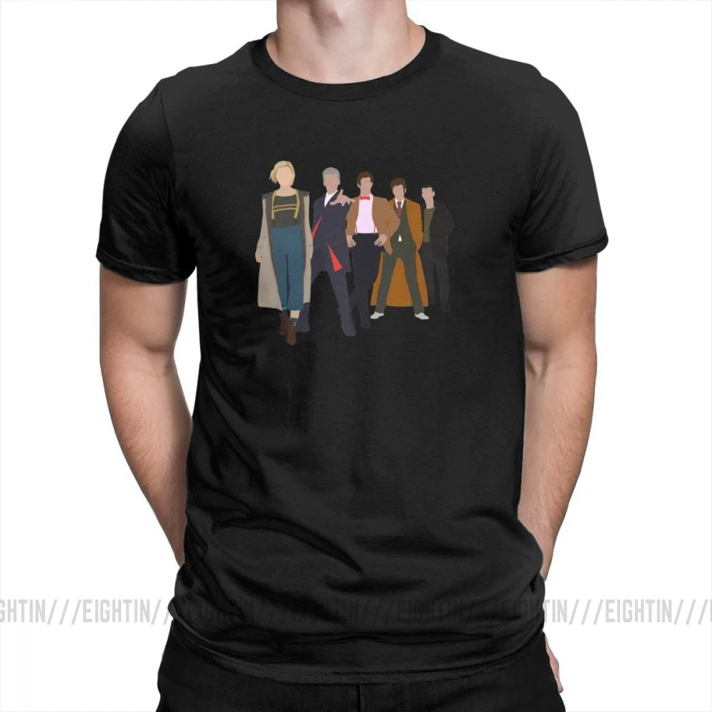 Doctor Who All Five Modern Doctors T-Shirts New Costume Male Cool New Design T Shirts Short Sleeved Tees Pure Cotton Plus Size - Цвет: Черный