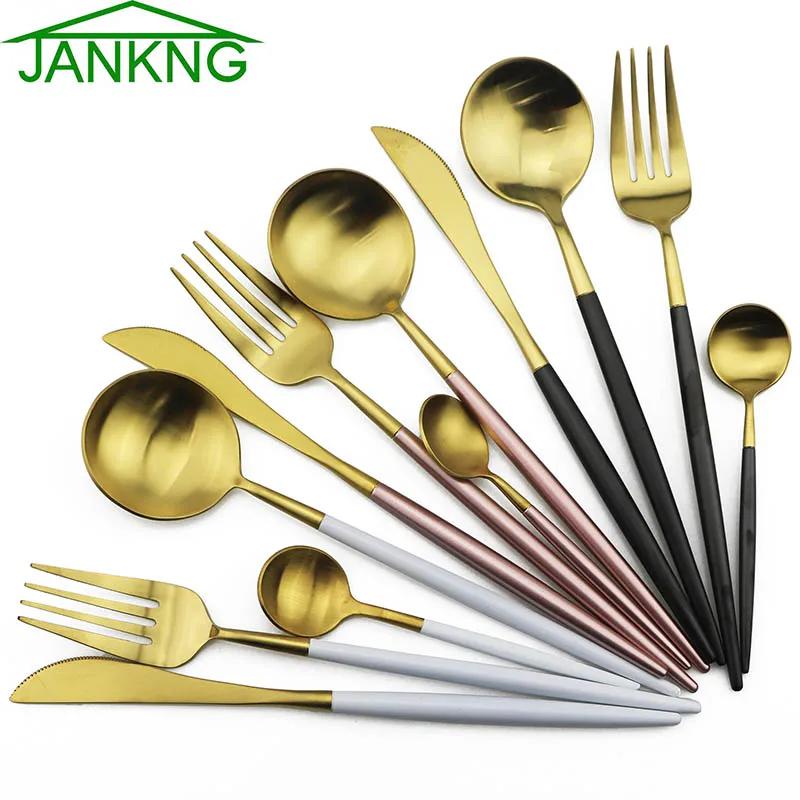 

16 Pcs Dinnerware Cutlery Set Tableware Set Gold Cutlery Stainless Steel Spoon Fork Spoon Tableware Kitchen Spoon And Fork Set