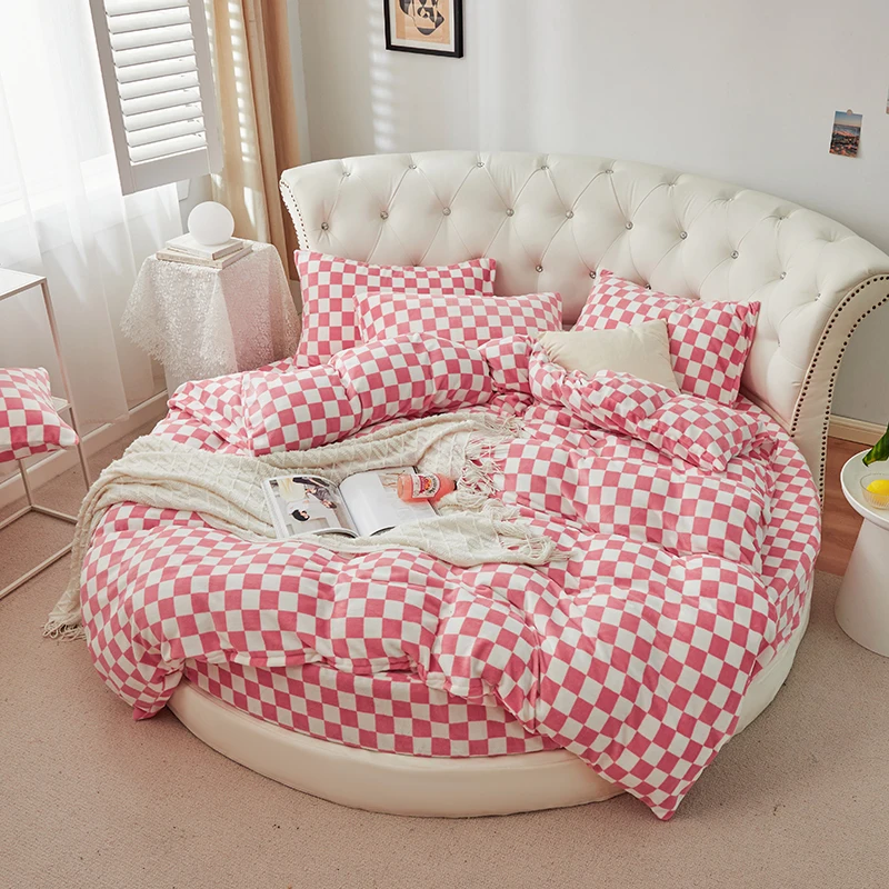 

4PCS/set for round bed baby velvet Pillowcases & Duvet Cover Fitted Sheet bedspreads for bed 200cm 220cm