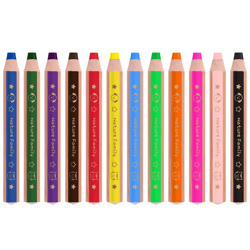 Crayons De couleur Lapis De Cor, 6/12 couleurs, crayon De couleur pour