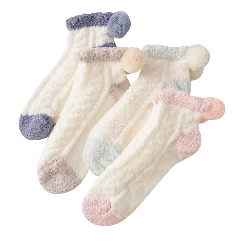 Осенне-зимние коралловые бархатные осенне-зимние модели носков для взрослых женские теплые мягкие носки-тапочки женские домашние носки