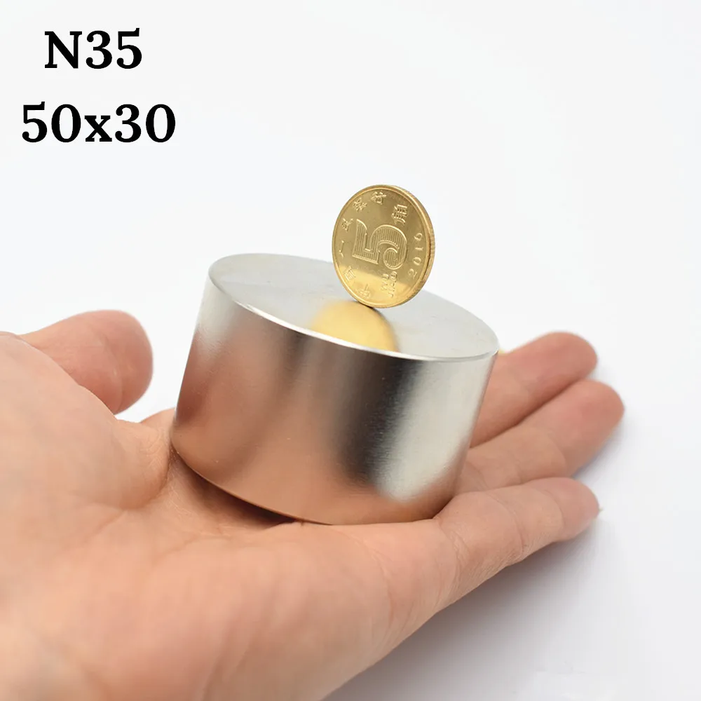N52 Сильный магнит 50x30 мм круглый неодимовый магнит мощный магнитный редкоземельный постоянный супер мощный постоянный магнит - Цвет: 50x30 N35