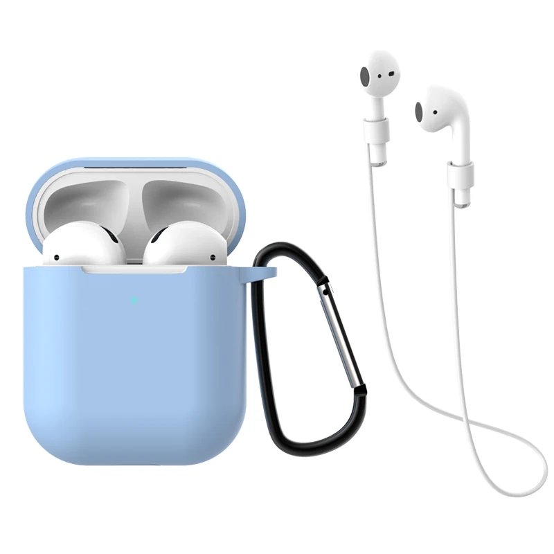 Earphone Case for AirPods 2 Case Wireless Bluetooth Headphone Air Pods Protective for AirPod Case Accessories - Цвет: Sky Blue 3 in 1