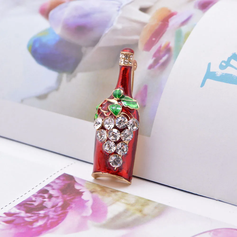 CINDY XIANG rhinestone Wine bottle brooch red color new design fashion winter pins enamel jewelry coat accessories high quality