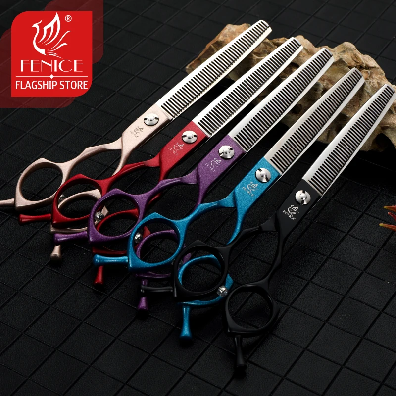 Fenice JP440C 6.5/7.0 inch Professional Dog Grooming Thinning Scissors Colorful Pet Shears Red Champagne Blue Black Purple dog grooming scissors