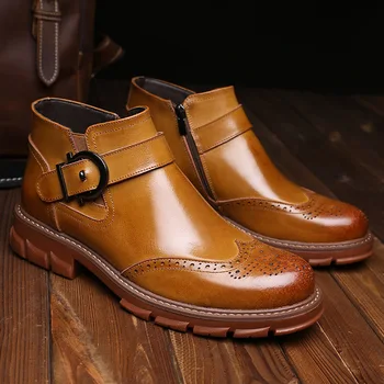 

Chelsea boots male 2019 new men leisure Martin boots boots fashion leather and velvet cotton shoes
