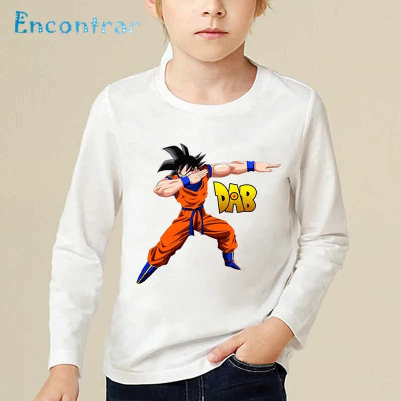 Детская футболка с принтом «Dragon Ball Z Dabbing Saiyan Goku» Детские Забавные топы с героями мультфильмов, футболка с длинным рукавом для маленьких мальчиков и девочек LKP2184