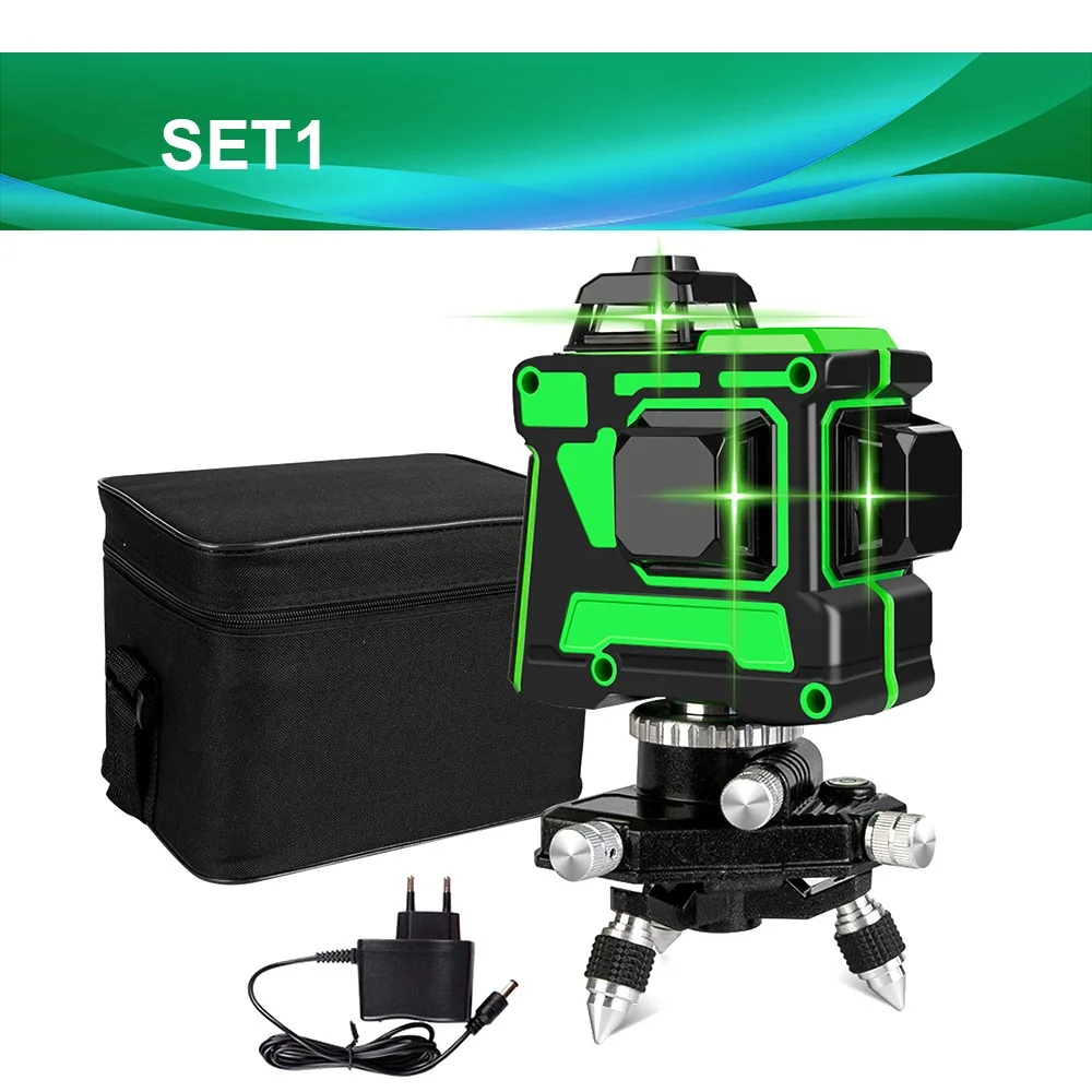 ° Rotação Recarregável 12 3D Verde Laser