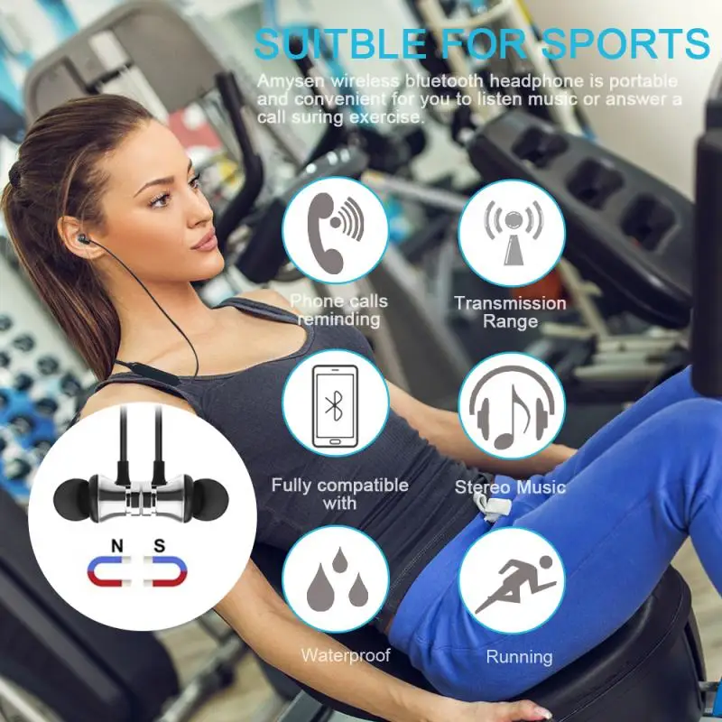 S8 Bluetooth магнитные наушники для спорта Фитнес упражнения анти-падение анти-капля дизайн наушники стерео бас гарнитура с микрофоном