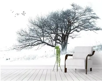 

CJSIR Custom Photo Wallpaper Modern Nordic Abstract Big Tree Black and White Heavy Snow Tree Background Wall 3d Wallpaper