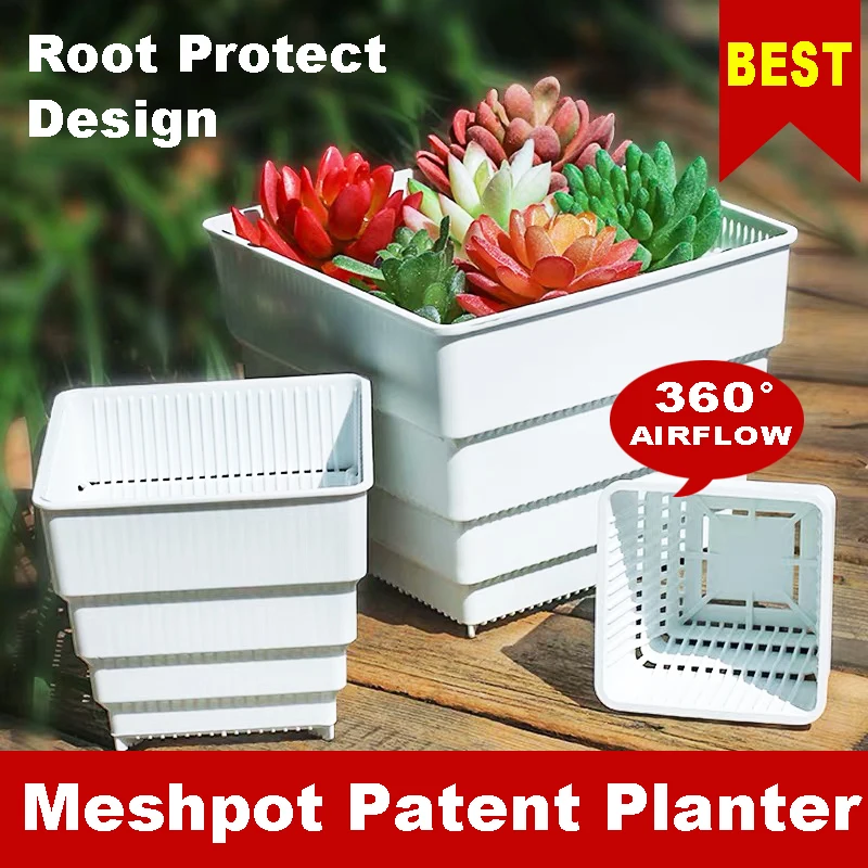 Meshpot Succulents Pot Plastic Flower Pot Planter Container Seedlings Nursery garden supplies air pruning pot with root control