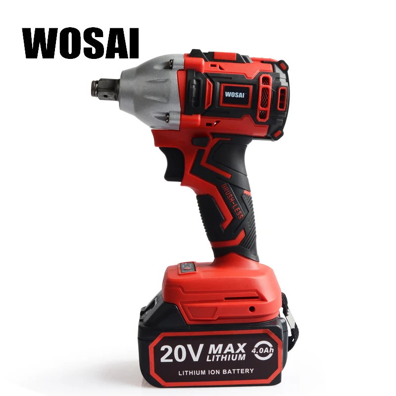  WOSAI 20V Brushless Electric Wrench Impact Wrench Socket Wrench 320N.m 4.0AH Li Battery Hand Drill 
