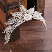 Винтажные имитированные изумрудные блестящие Кристальные тиары короны украшения для волос свадебный головной убор невесты аксессуары для волос