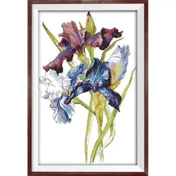 

Purple iris pattern, needlework, DIY embroidery kit, DMC cross-stitch kit, 14CT 11CT cross-stitch, handicraft home decoration