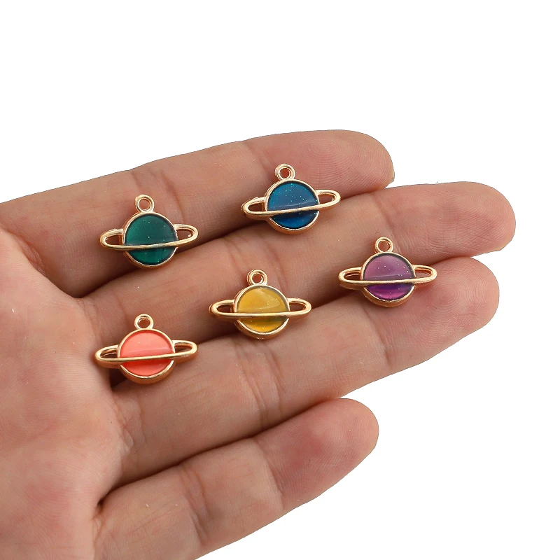 

10Pcs/lot Enamel Planet Charms Universe Planets Pendants For Diy Bracelet Earring Necklace Jewelry Making Craft Accessories