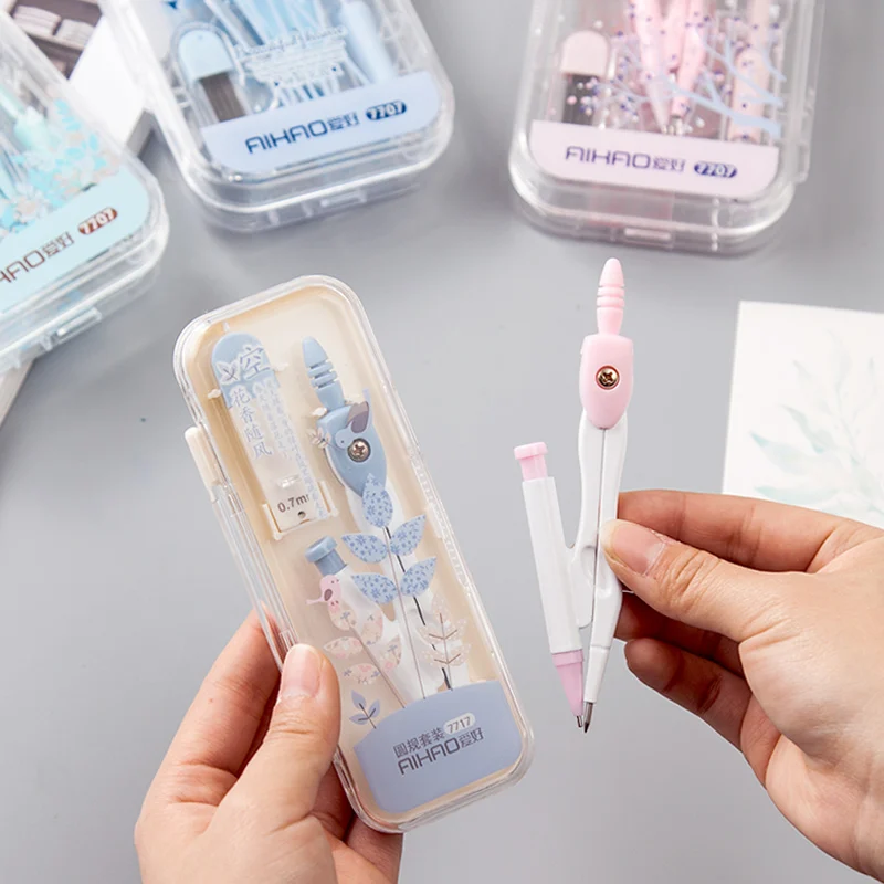 

Student Stationery Set Cartoon Lovely Ruler Set Drawing Multi-function Metal Drawing Tool Set Drafting Rules Student Supplies
