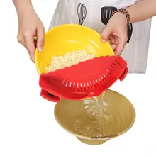 Фильтр для воды, горшок, боковой дуршлаг, Силиконовый Эластичный дуршлаг для фруктов, бытовая кухонная посуда для больших и маленьких размеров