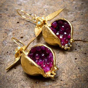 

CH-623 Gold Pomegranate Design Earrings Dangle Hook Earrings for Women Female Fashion Jewelry Gifts for her
