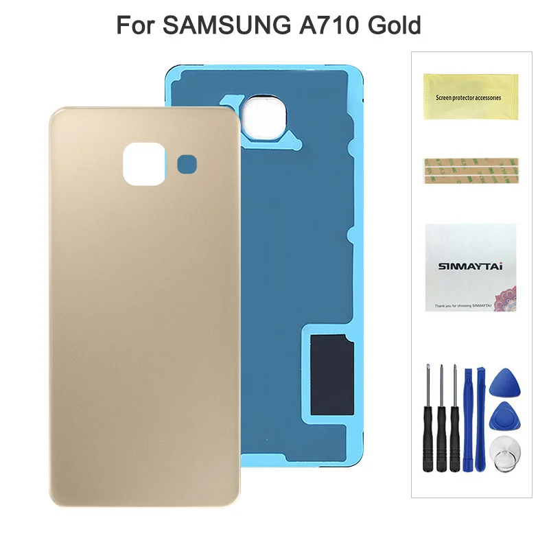 A710 Gold Задняя Батарея сзади Стекло чехол для Samsung Galaxy A3 A5 A7 A310 A510 A710 A9 Pro A910 Батарея чехол наклейка для корпуса - Color: A710 Gold