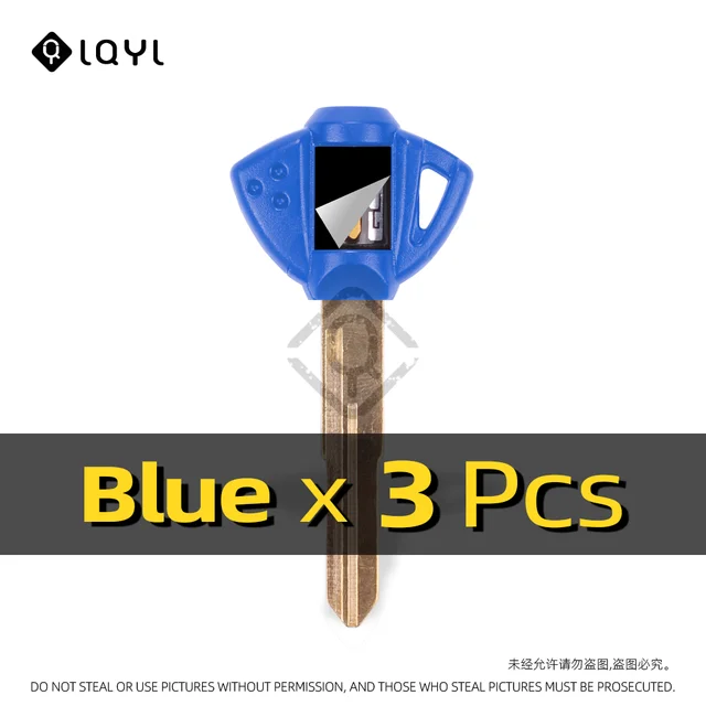 3Pcs Motorcycle Key Uncut Blank Replacement Keys For Suzuki GSX600F GSR750 GSX750F GSXR600 GSXR750 GSXR1000 GSXR1300 SV650 GSX-R 3 PCS Blue R