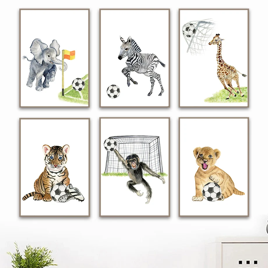 

Room Decor Cute Animals Canvas Picture Playing Monkey Elephant Kids Room Decor Posters and Prints Frameless Wall Art