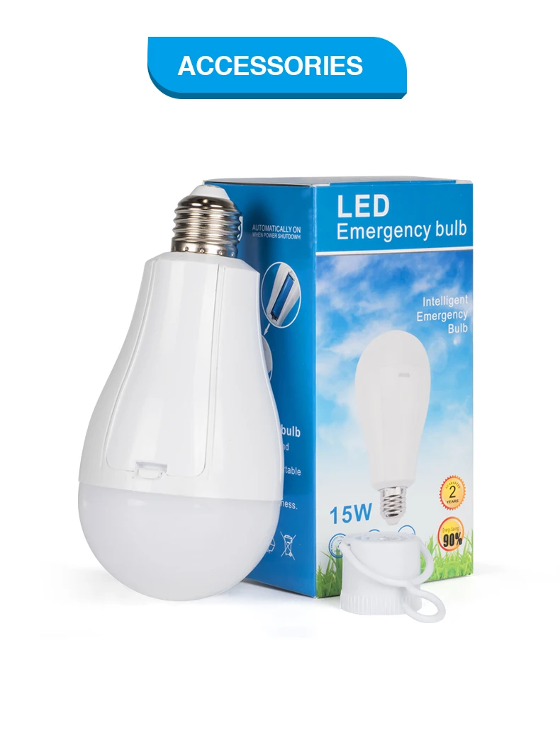 Portable LED Bulb E27 15W LED Emergency Light Dual Battery