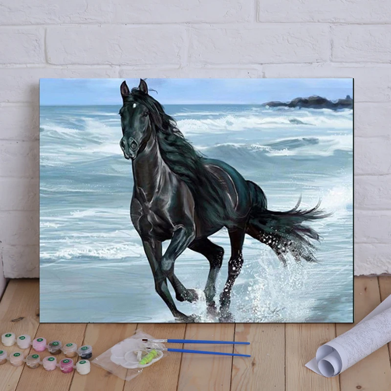 Животное лошадь картины DIY картина по номерам для взрослых подарок Раскраска по номерам рисовать на холсте акриловая картина маслом Картины украшение дома
