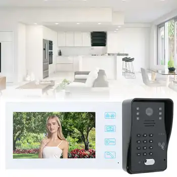 

smart doorbell 7in TFT LCD Video Doorbell Intercom Night Vision Doorphone Remote Control Password ID Card Unlock