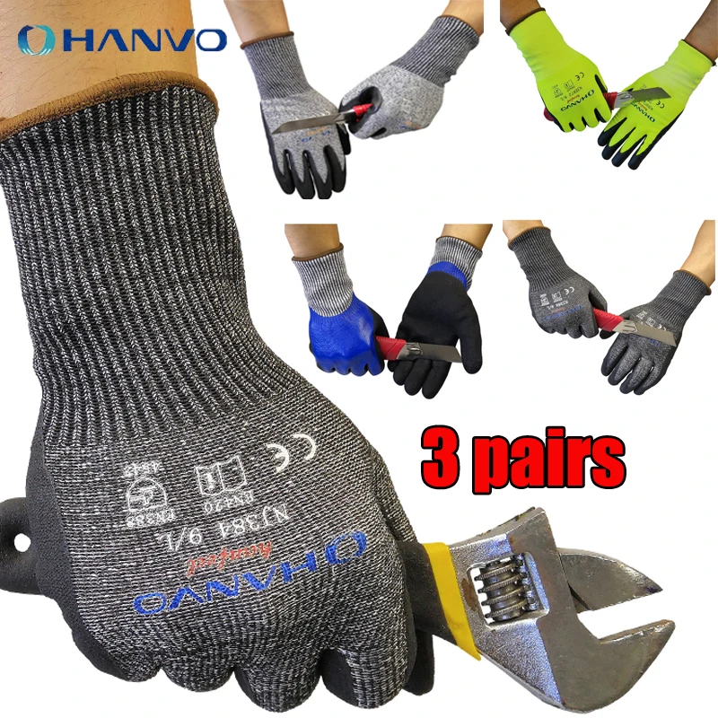 

3 pairs Anti-cut Gloves Working Safety Glove Cut Proof Kitchen Butcher Cut Heat Stab Resistant Level 5 Gloves