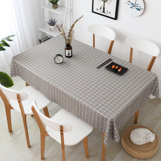 YRYIE Polyester Oilcloth Waterproof Checkered Tablecloth Black And