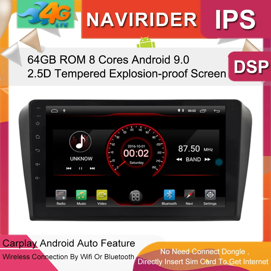 Best Car Multimedia Player 9inch IPS Screen Monitor GPS tape recorder Bluetooth Android 9.0 For MAZDA 3 2004 2005 2009 Auto Audio