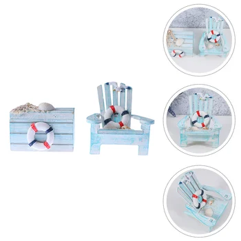 

2PCS/Set Beach Chair Decor Mini Treasure Chest Mediterranean Photo Props