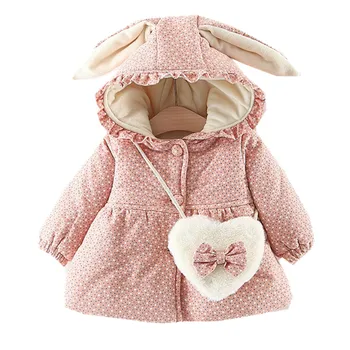 

2020 Autumn Winter Kids Jacket for Girls Clothing Baby Girl Coats Polka Dot Hooded Thick Warm Children Outwears Infant Overcoats